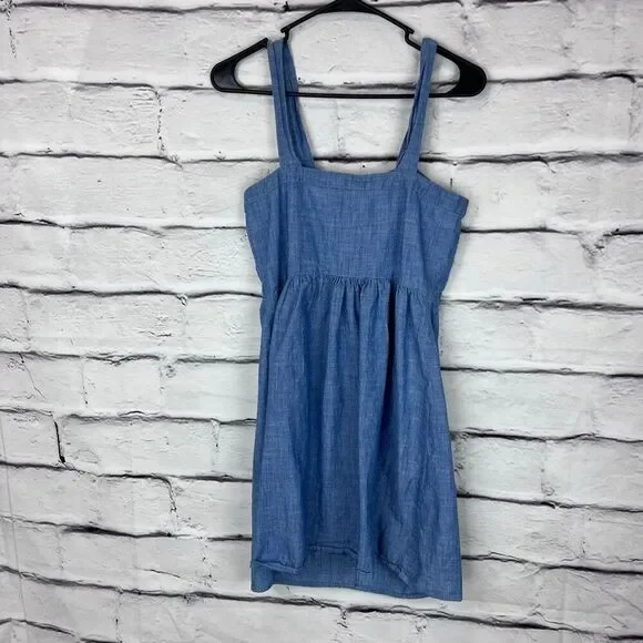 J.Crew Chambray Button Front Sleeveless Mini Dress Size 4 - Picture 4 of 8